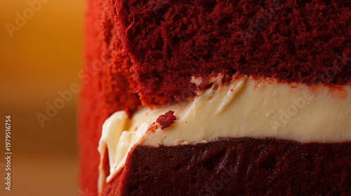 decadence. Slice of red velvet cake with rich red and cream colors in natural light. symbolizing life milestones and joyful moments.