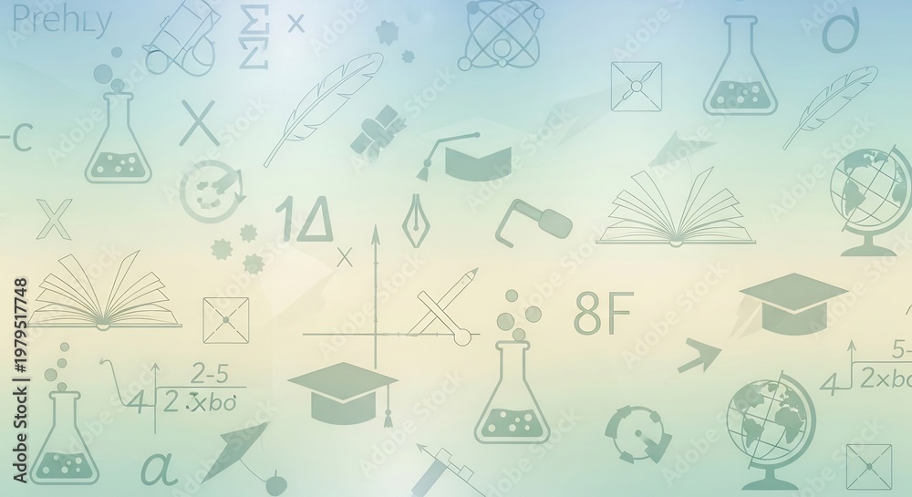 Obraz premium Educational Background with Science and Math Symbols.