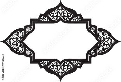 Border frame featuring intricate geometric patterns provides a decorative enclosure for text and artistic content.