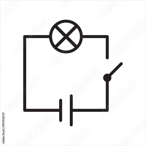 Electrical circuit, linear icon, circuit diagram. Line with editable stroke