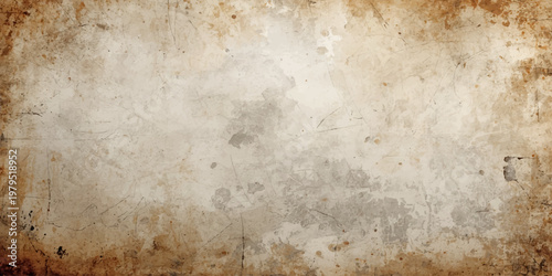A blank vintage parchment with a worn grunge texture and stained brown patterns creates an aged antique paper background for retro design