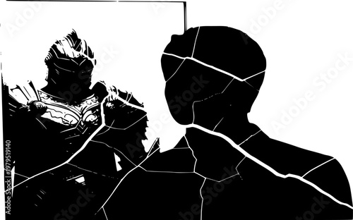 Narcissism Mirror Reflection Silhouette Megalomania Ego Identity Illusion Vector