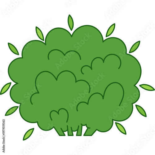 Green Bush Cartoon Illustration