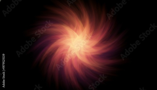 Vibrant Abstract Spiral Light Burst on Dark Background, Dynamic Energy Wave