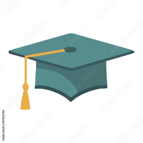 Teal Graduation Cap Vector Illustration