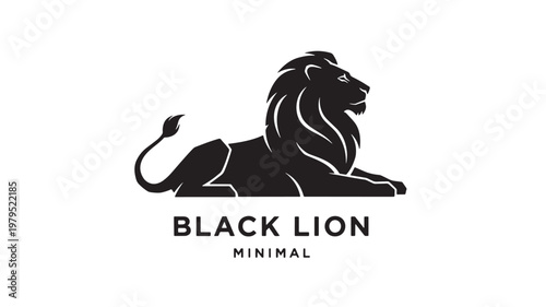 Lion emblem with minimalist black vector illustration, roaring stance for branding logo and sports team identity design