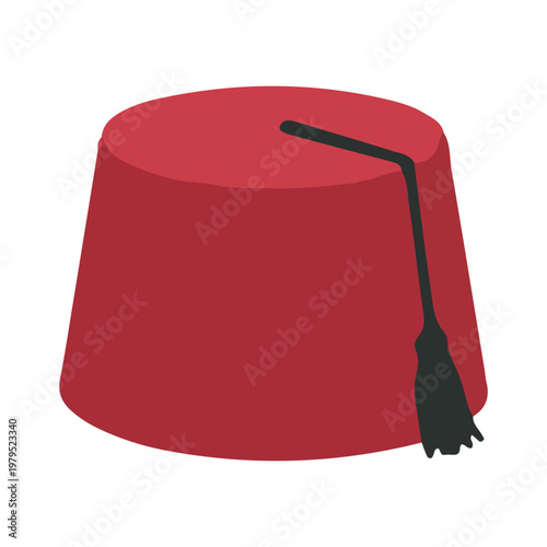 Traditional Red Fez Hat Illustration