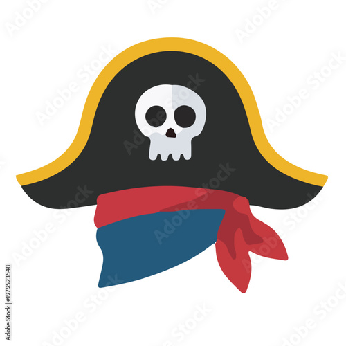 Flat Pirate Hat Skull Illustration