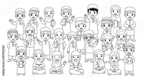 Group of diverse people in a line, all looking forward, black and white.