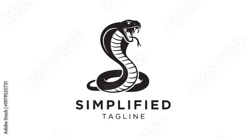 Cobra snake logo in simple black line art with striped body, hood, and minimal cobra branding on white background