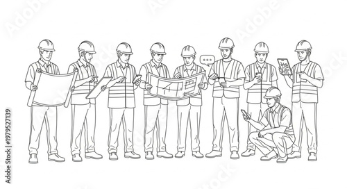 Group of Diverse People Standing Together in a Line.