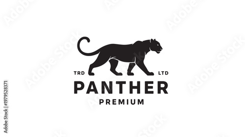 Cat paw hunter logo design with black panther silhouette and TRD LTD letters for premium brand identity