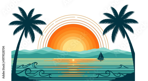 Palm trees on a tropical beach.