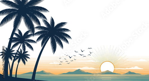 Silhouette of palm trees at sunset.