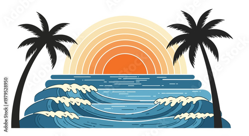 Palm trees on a tropical beach.