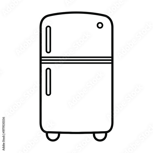 Refrigerator Icon Outline Style Simple Home Appliance Symbol for Kitchen Interior Design Needs