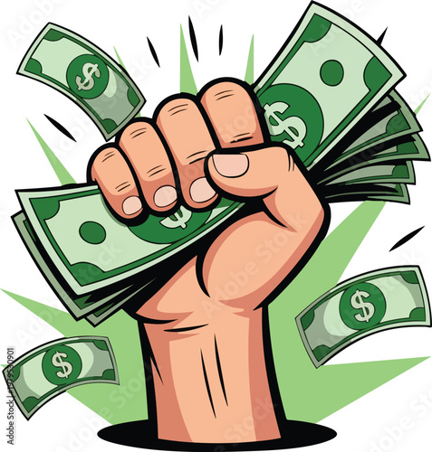 Fist Holding Cash Vector Illustration