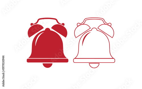 Red and outline bell alarm clock symbols