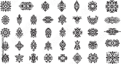 Collection of intricate black and white mandala designs patterns