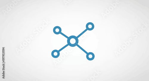 Abstract Network Connection Icon, Digital Communication Concept, Blue Nodes on White Background