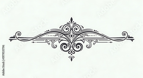 An intricate black and white ornamental design on a plain background
