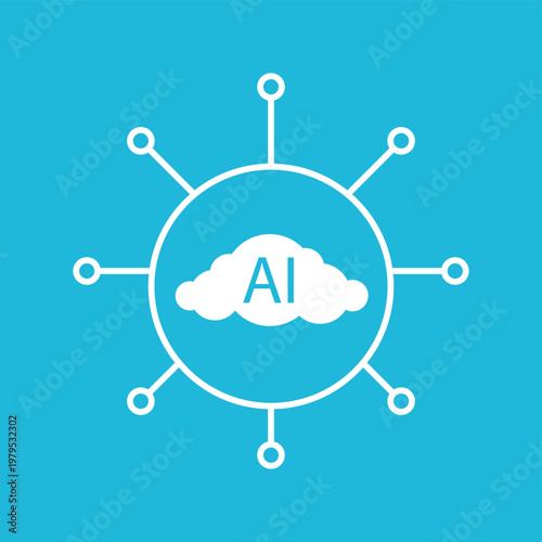 Artificial Intelligence Cloud Network Icon With Connected Nodes Representing Cloud Computing Technology