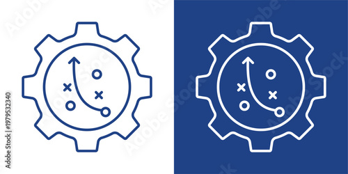 Business Strategy Blue And White Icon Style Collection
