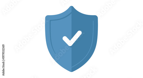 Blue Shield Icon with Checkmark - Security, Safety, Protection, Approval, Verified