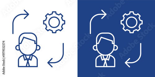 Business Operations Blue And White Icon Style Collection