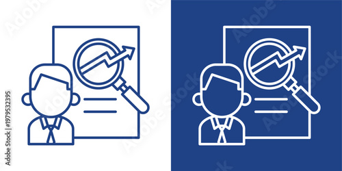 Data Analysis Blue And White Icon Style Collection