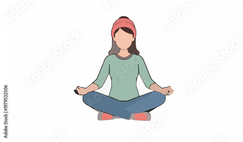 Peace of mind mental health female character vector illustration
