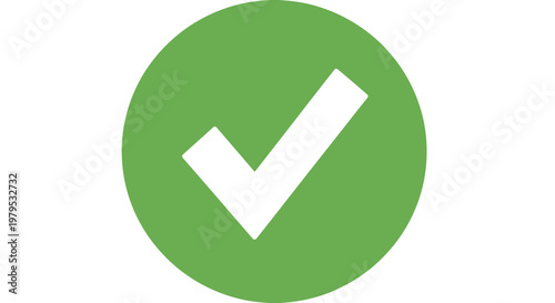 Green Check Mark Symbol in Circle Icon, Approval, Success, Confirmation, Positive Decision