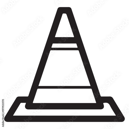 Minimalist traffic cone icon vector illustration for road safety and construction warning signs