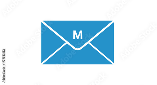 Blue Envelope Icon with Letter M - Email Communication and Messaging Symbol