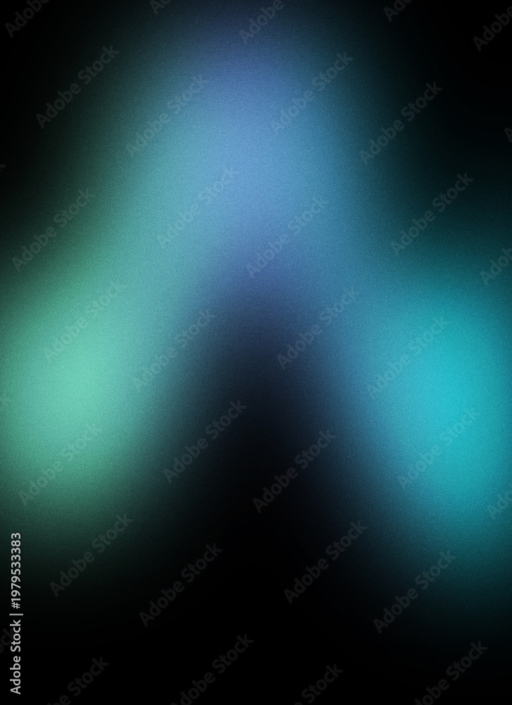 Fototapeta premium Vertical abstract neon gradient background with glowing blue and green luminous light streaks on dark backdrop.