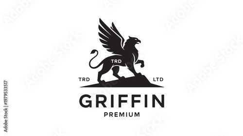 Griffin premium logo with black winged lion mascot and TRD LTD markings on white background for branding