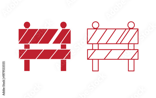 Red roadblock signs, two styles, on white background