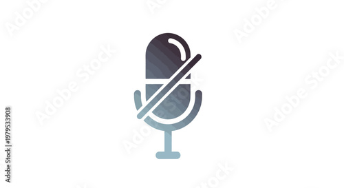 Muted Microphone Icon with Diagonal Line, Audio Off Symbol