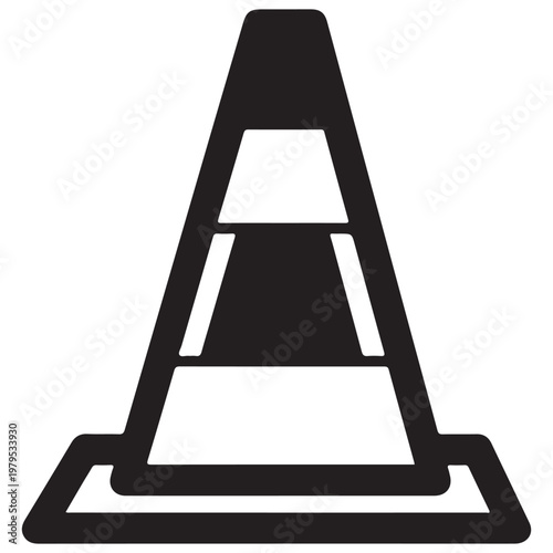 Traffic cone icon for road safety and construction warning flat design vector illustration
