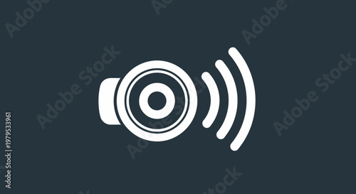 Wireless Speaker Icon with Sound Waves on Dark Background
