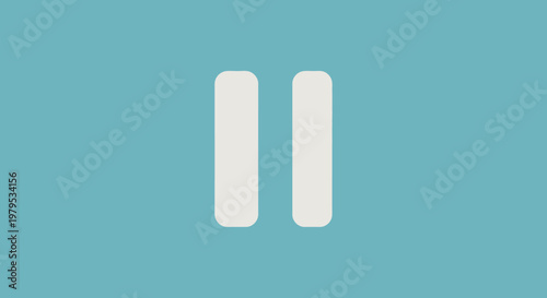 Clean Pause Button Icon on Blue Background - Simple UI Element