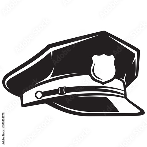 Police officer peaked cap with shield badge vector illustration for law enforcement and security uniform design