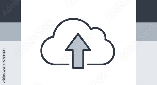 Cloud upload icon with arrow, digital data transfer concept