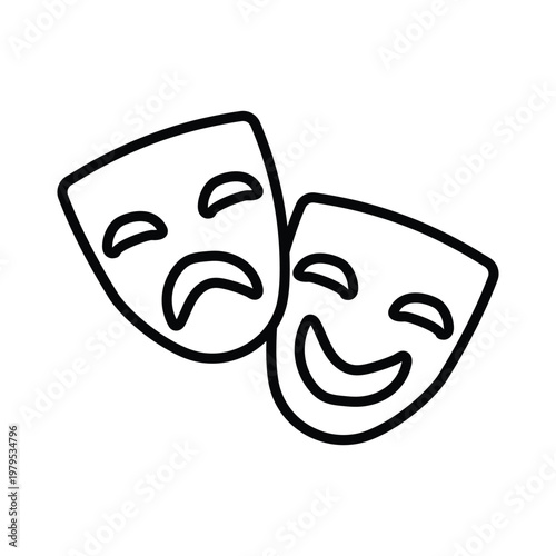 Theater Masks doodle icon eps 10 file