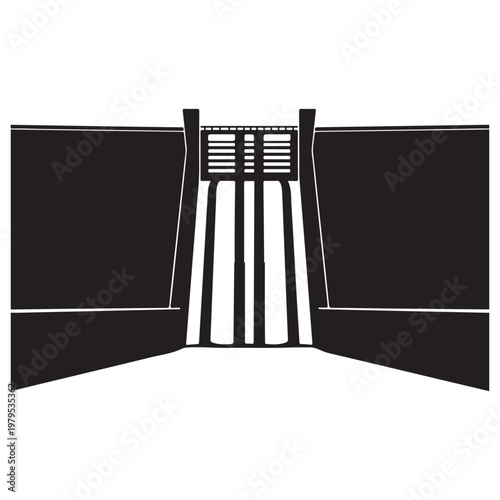 Hydroelectric Dam Silhouette Vector Illustration for Energy Infrastructure and Water Management Design