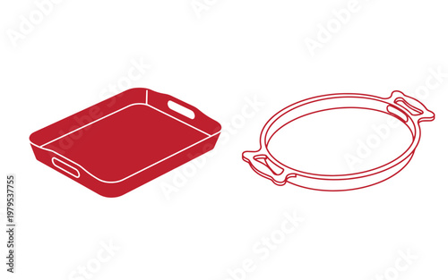 Red baking pan and springform pan cookware kitchen