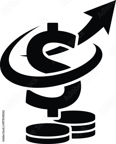 Finance, growth, profit, economy, dollar symbol vector icon