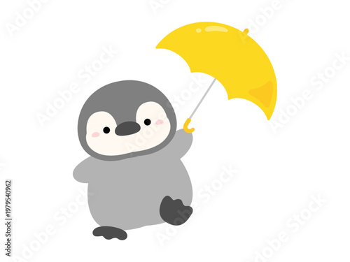 傘を持ったペンギン、かわいい動物のベクターイラスト