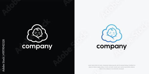Cute Baby In Cloud Logo