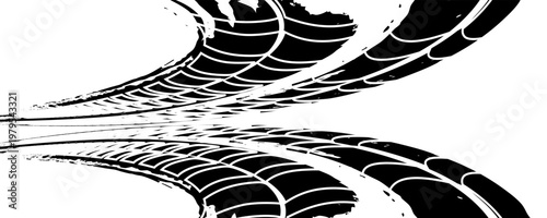 Tanda ban. Trek vektor mobil dan sepeda motor diatur. Tanda tapak truk pada konsep jalanan. Cap ban vektor dari berbagai jenis tapak mobil dan roda moto